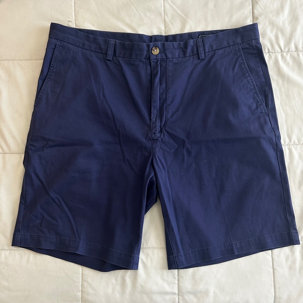 Vineyard Vines Mens Breaker Shorts Navy Blue Chino Stretch Size 38 Flat Front